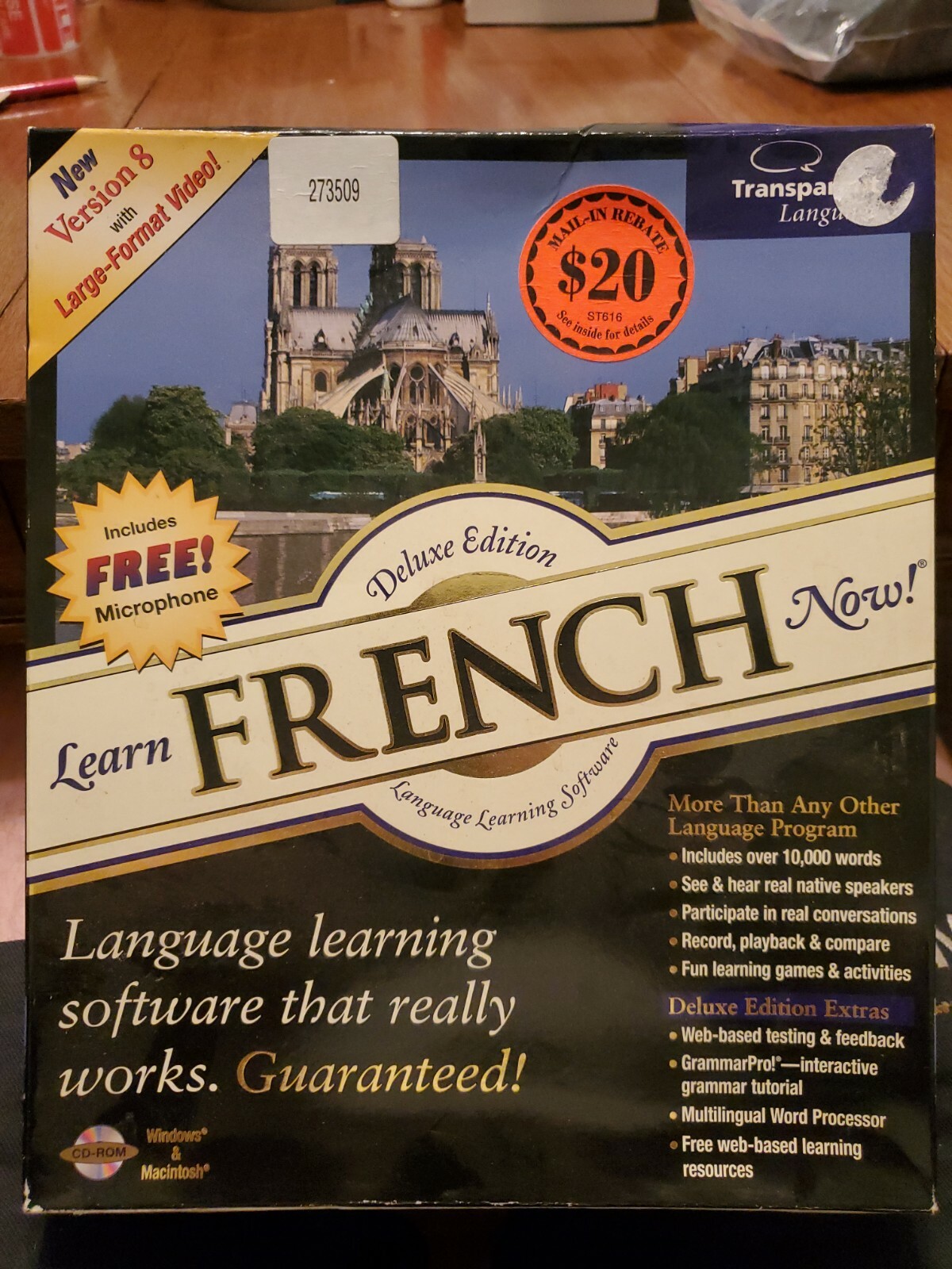 FRENCH Transparent Bonus CD Language Software Installation CD ROM NEW SEALED 