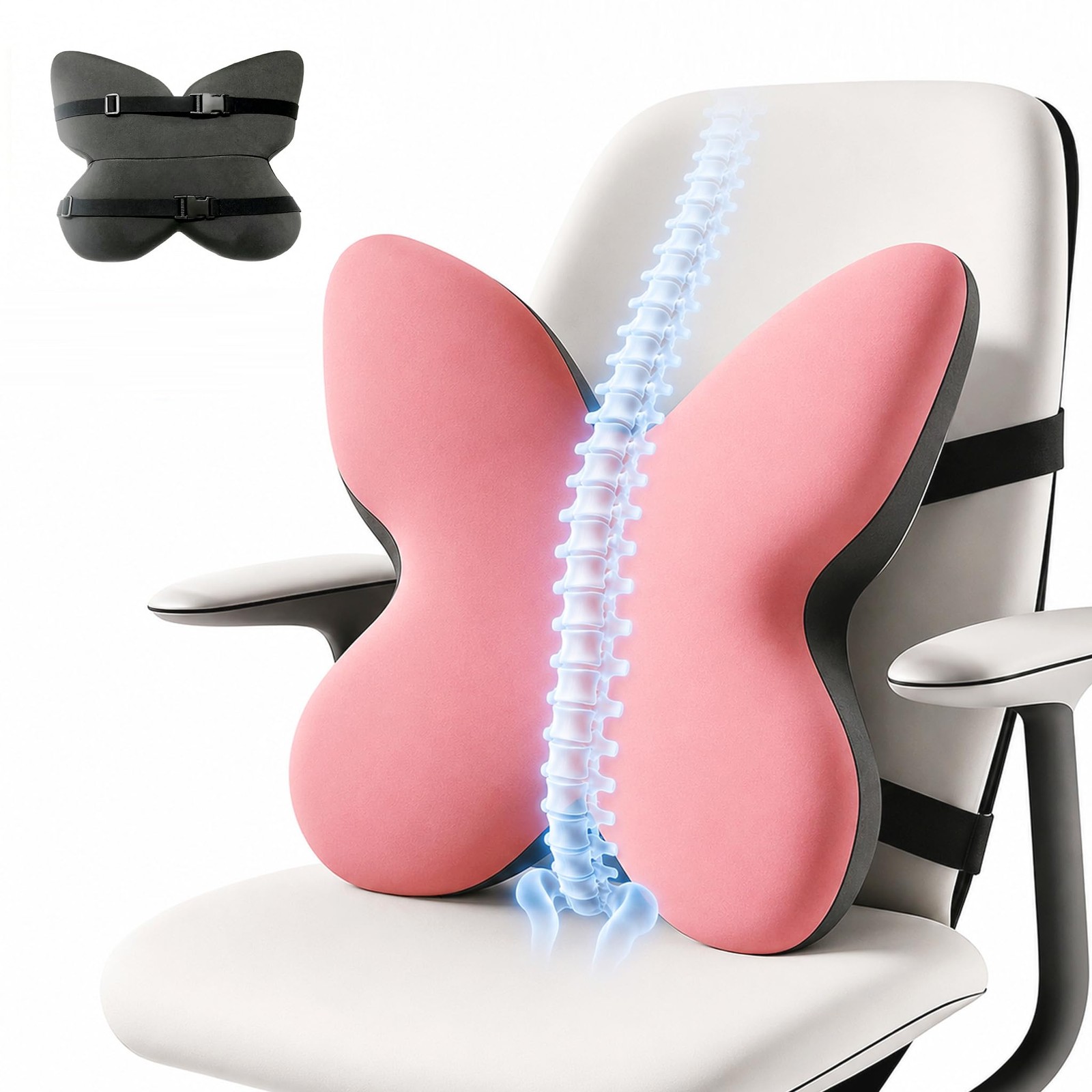 Lumbar Support Pillow Memory Foam Pink Ergonomic Office Chair Back Cushion FoKon