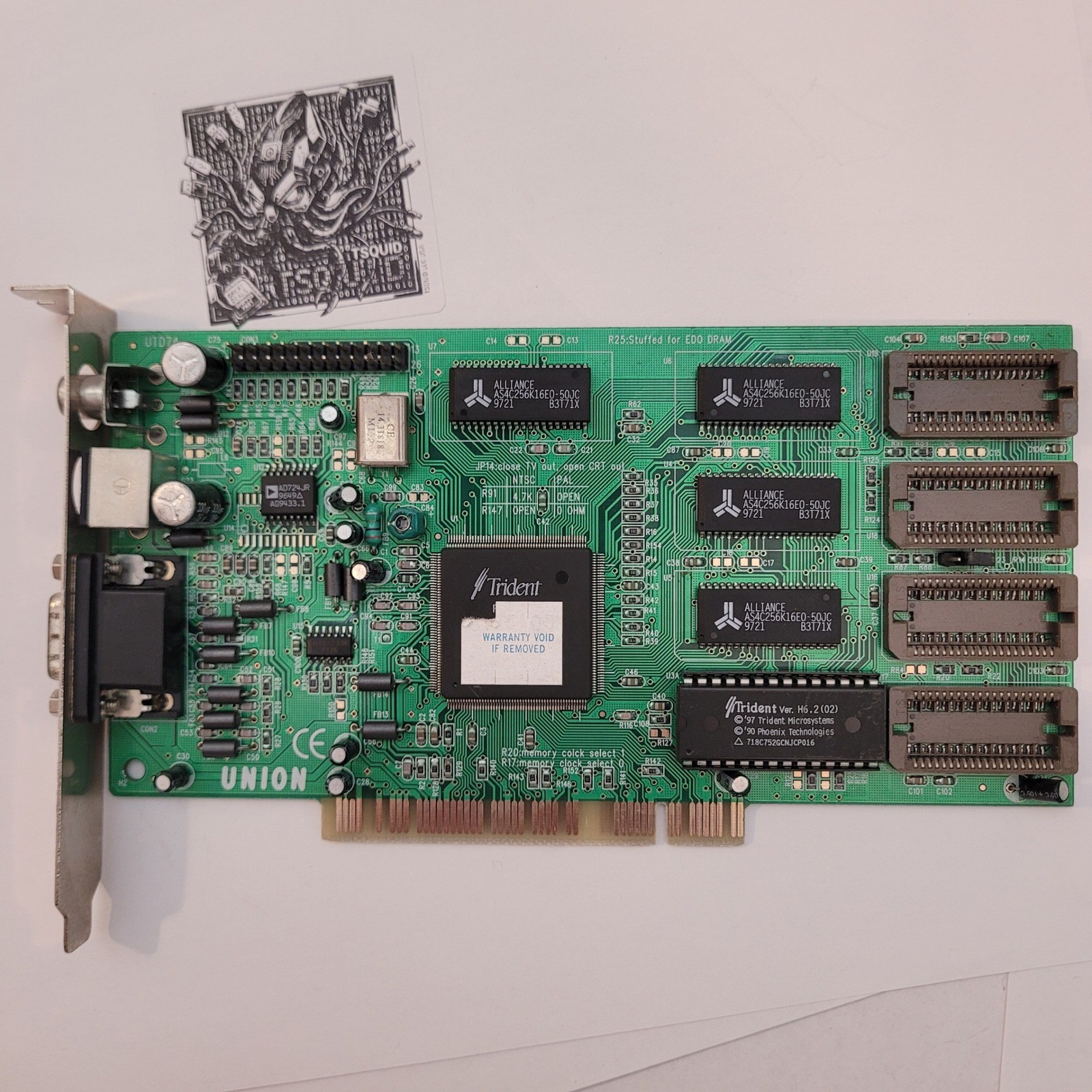 Union Trident TGUI9685 Graphics Card PCI VGA S-Video Composite TV-Out Vintage