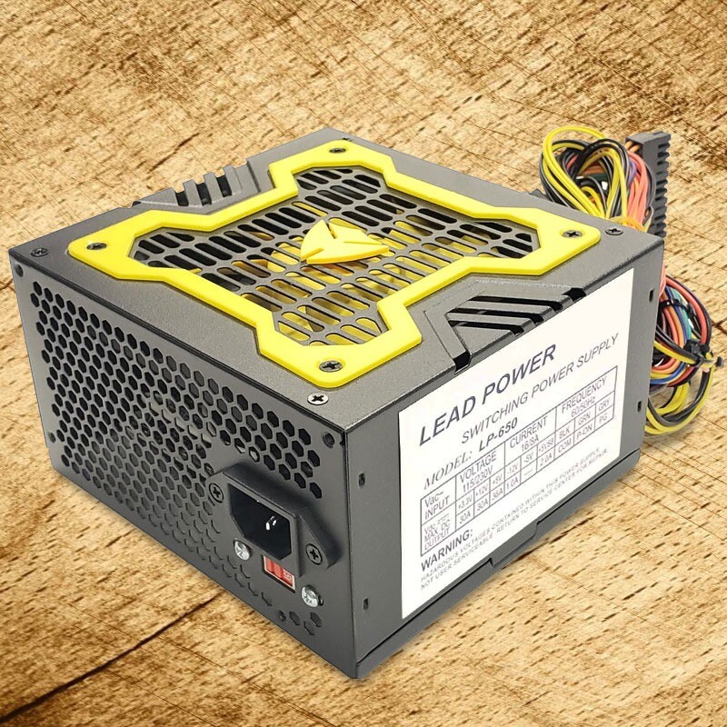 Brand NEW--Lead-Power 650w-Max YELLOW ATX Power Supply SATA, 20+4-pin, 6-Pin
