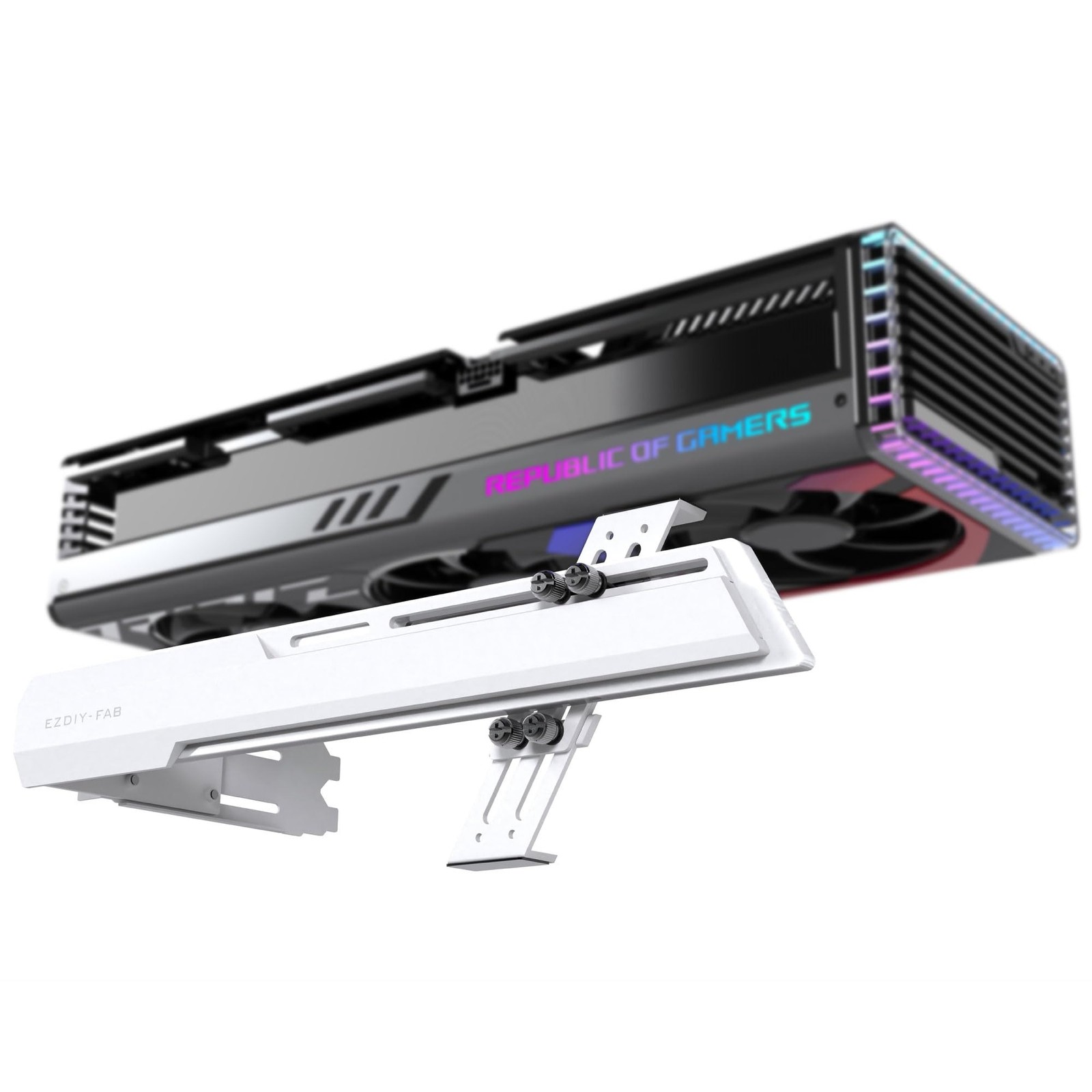 EZDIY-FAB GPU Brace Support Adjustable Aluminum Video Card Holder White