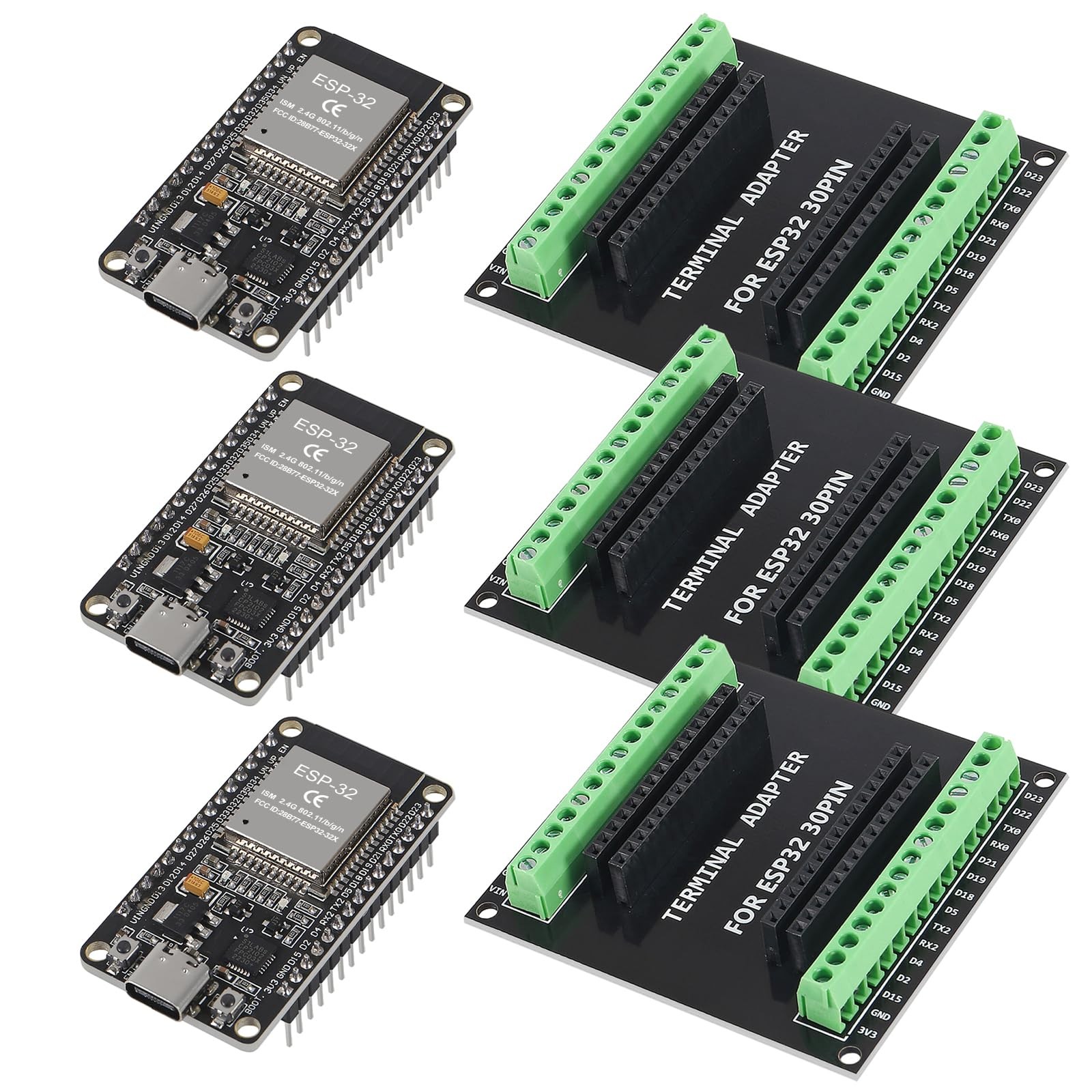 3Set ESP32 CP2102 Type C 30pin Development Board GPIO Breakout Board Type-C U...