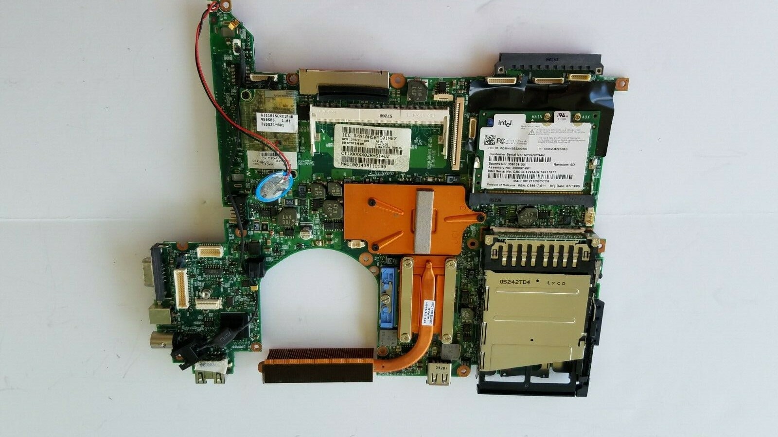 379791-001 - HP System Board nc6220 w/CPU Heatsink & Modem & Wifi Card