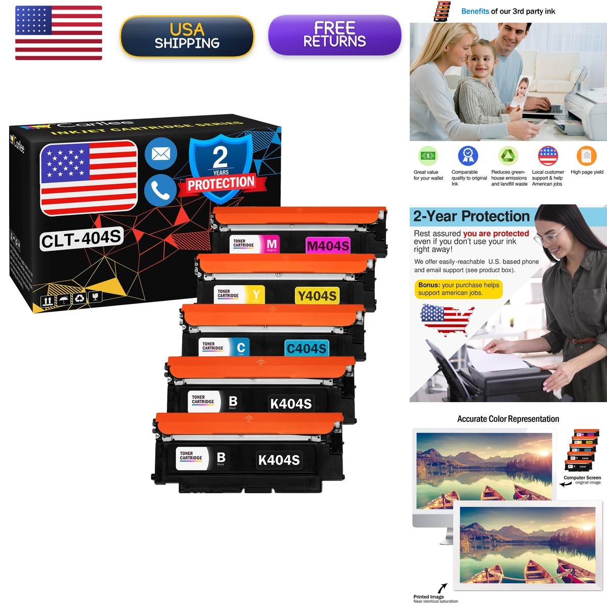 Cartlee Compatible Toner Cartridges for Samsung CLT-K404S CLT-C404S CLT-M404S