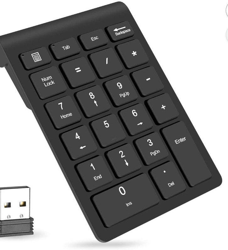 Foloda Wireless Number Pads, Numeric Keypad Numpad 22 Keys Portable 2.4 GHz F...