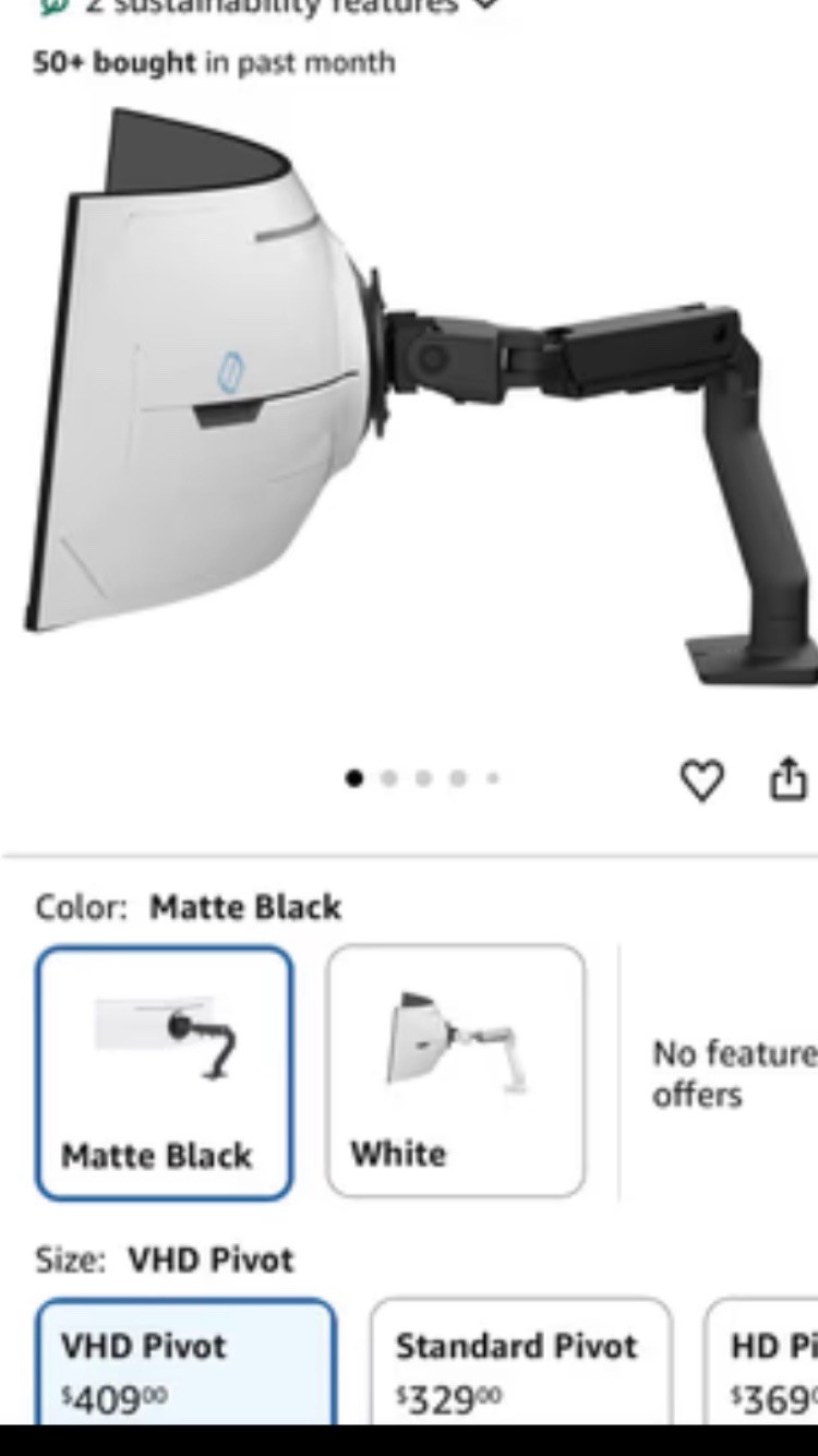 Ergotron HX Premium Heavy Duty Monitor Arm for Flat or Slight Curved Monitors