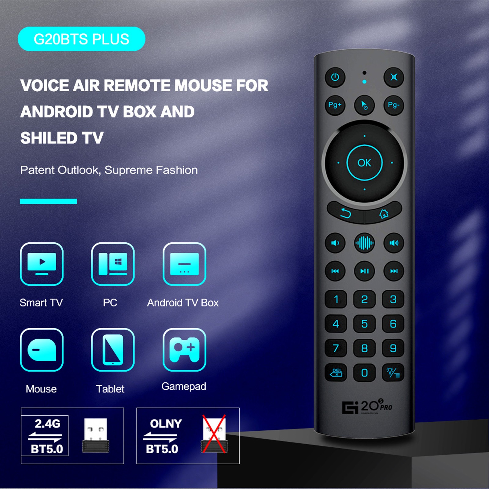 G20S PRO BT 2.4G & BT5.0 Dual Mode Wireless Air Mouse With USB Receiver 6 AP9