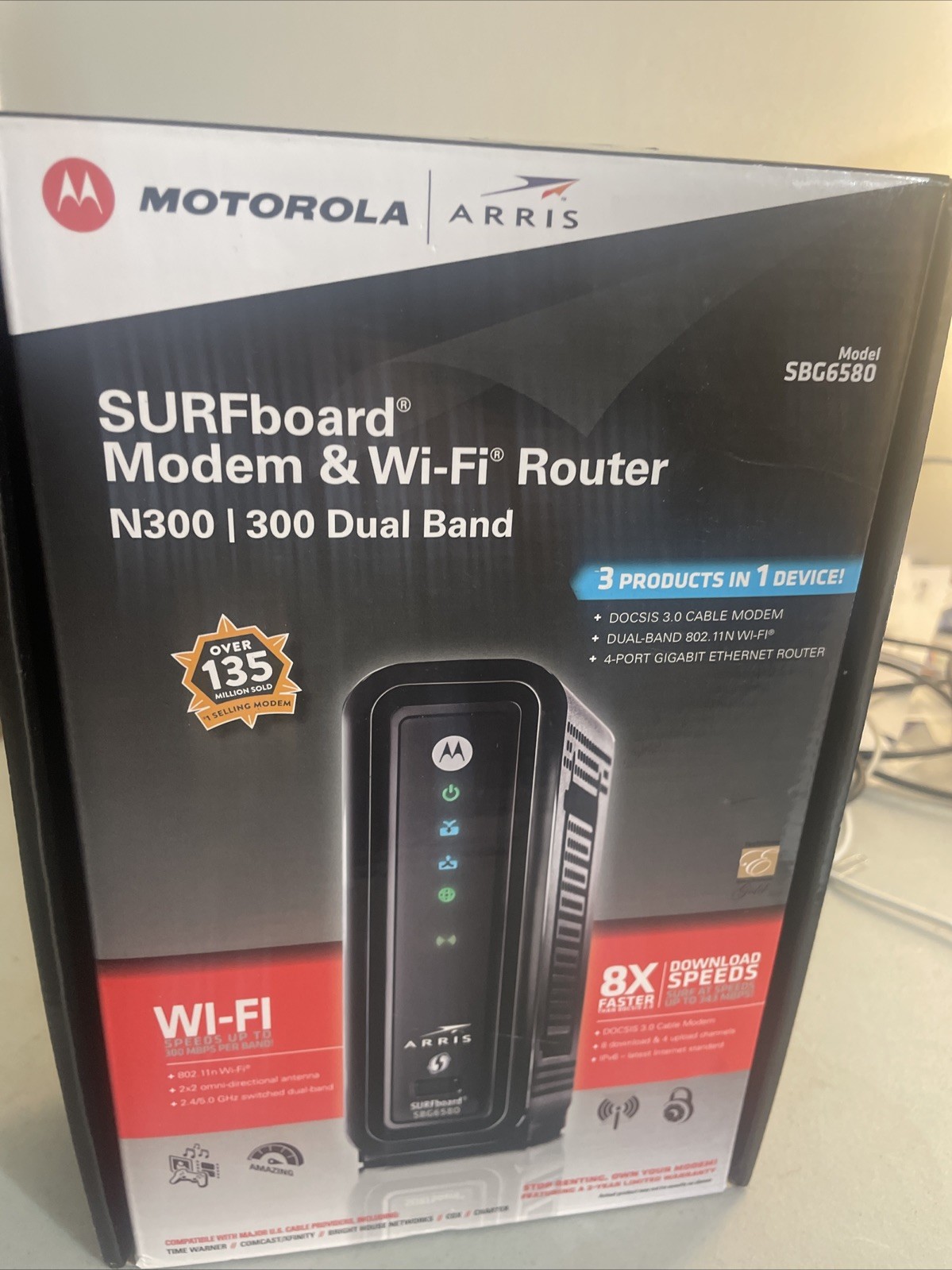 New Open Box Motorola Arris SURFboard Modem And Wi-Fi Router Model SBG6580