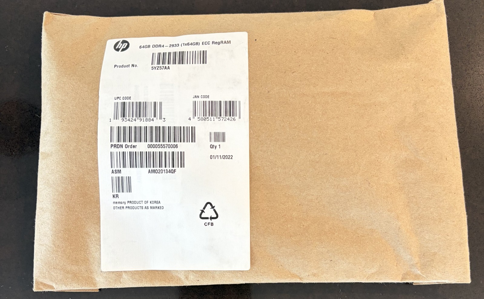 HP 64GB 2RX4 PC4-3200 ECC Reg RDIMM  Server RAM 5YZ57AA - BRAND NEW FROM OEM
