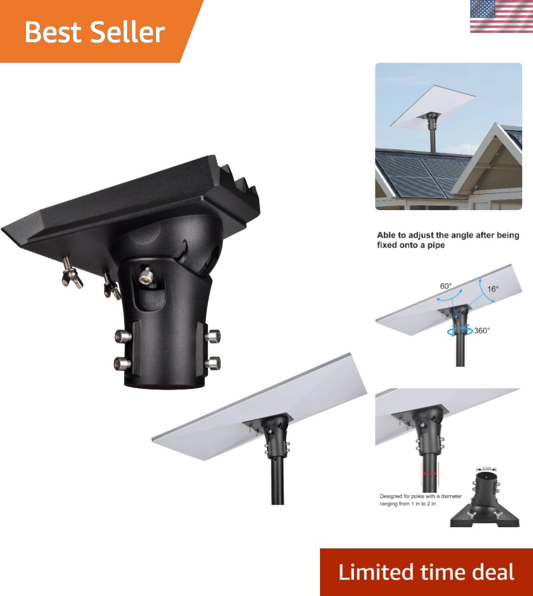 Durable Adjustable Pipe Adapter for Starlink Gen 3/Standard 4 Dish Mounting