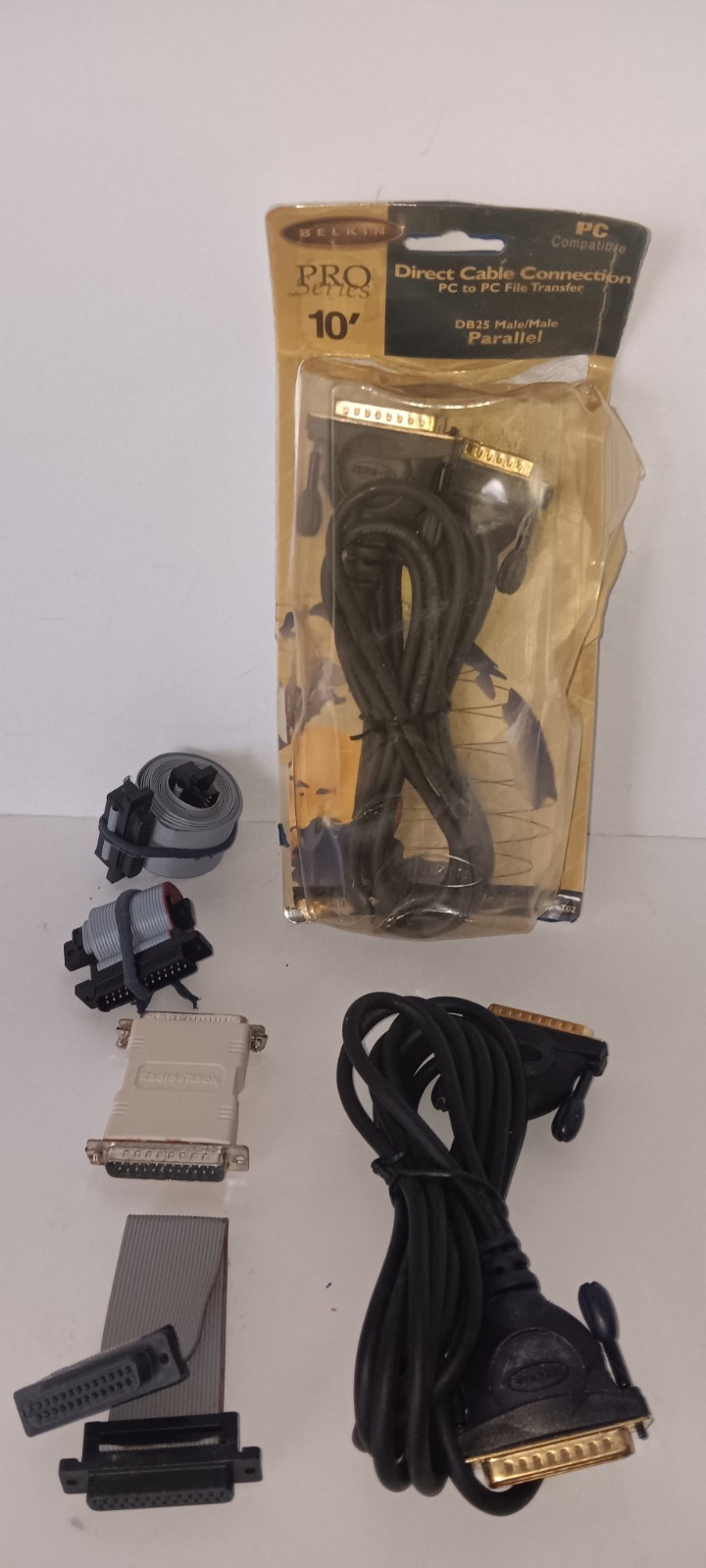 Lot of 6 Parallel Printer DB25 to DB25 25 Pin Cables & Gender Changer Various