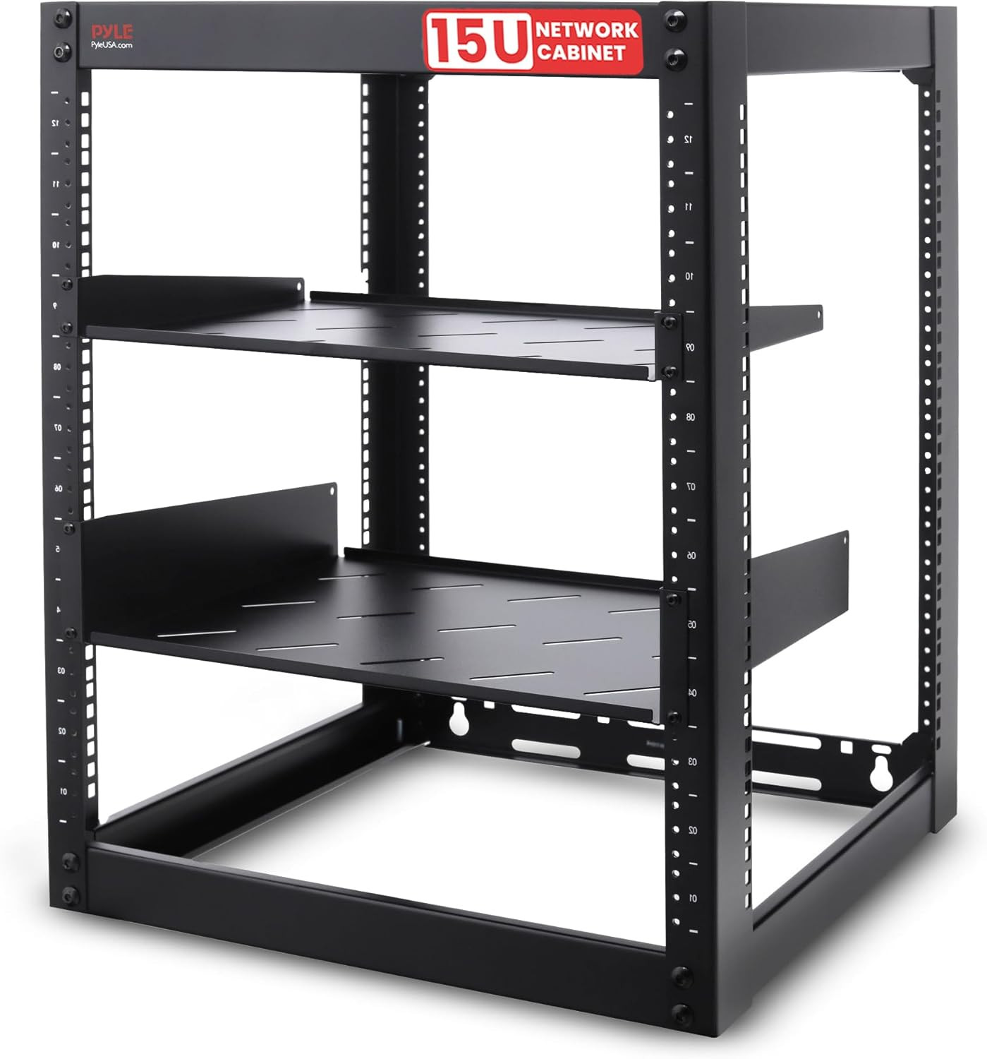 15U Server Rack Network Cabinet - Open Frame Rack, Wall Mountable Heavy Duty Des