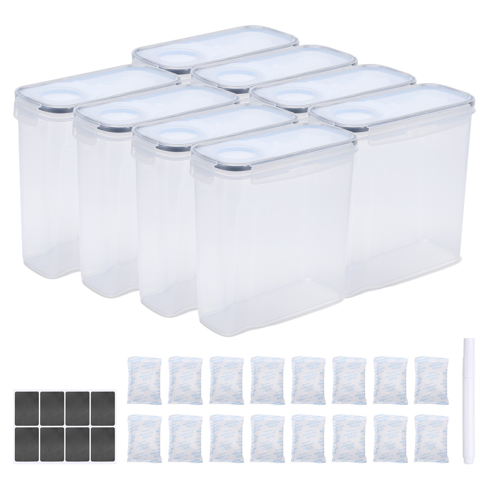 3D Printer Filament Storage Box 4L Black with Markers, Labels & Desiccant, 8Pcs