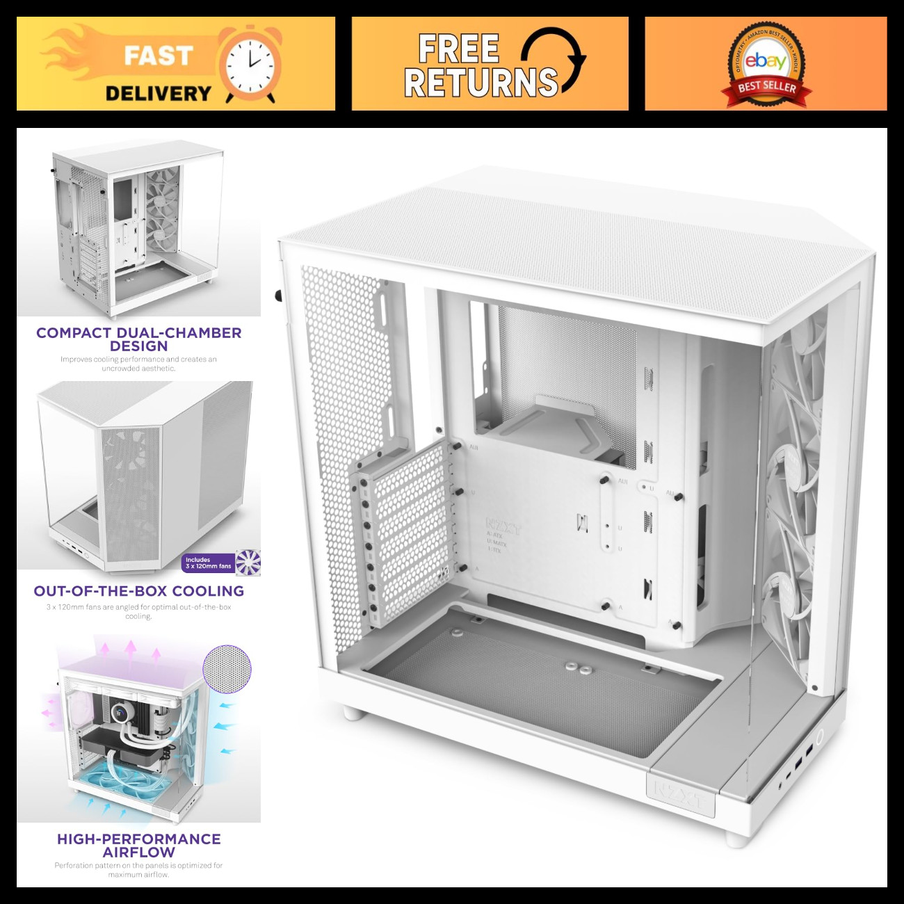 Compact Dual-Chamber Mid-Tower Case | High-Performance Airflow | Glass Panels |