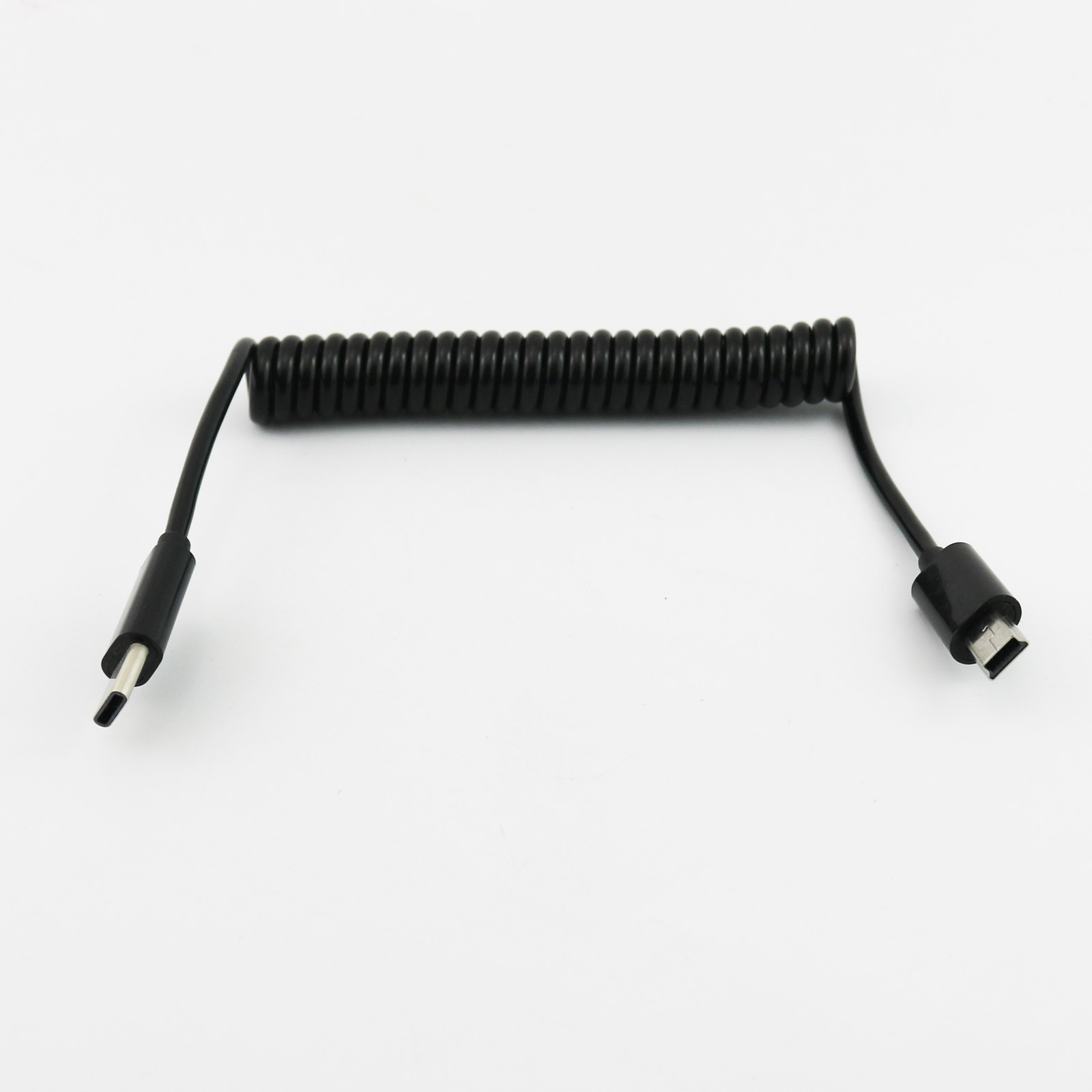 USB 3.1 Type C Male To Mini 5 Pin Male Spiral Coiled Data Sync Charger Cable 1m