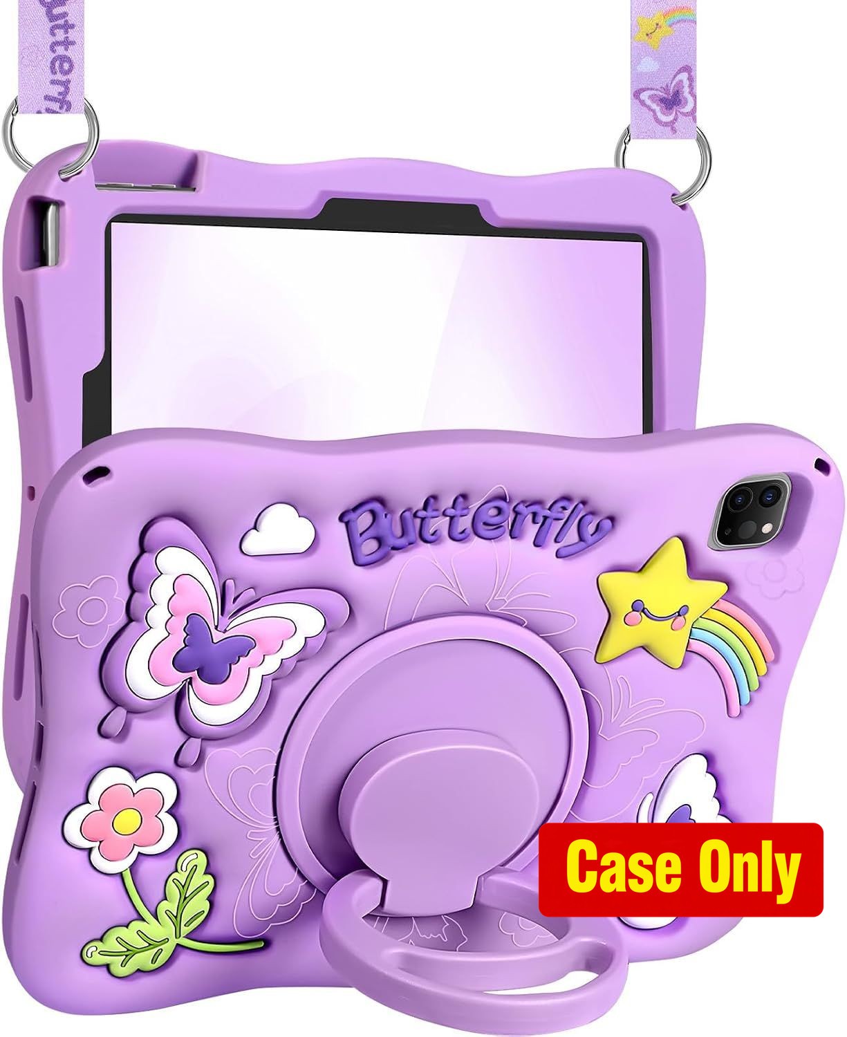 Case for iPad Air 11 Inch M3 2025, Pro 11'' 4th/3rd - Cute 3D Butterfly Design,