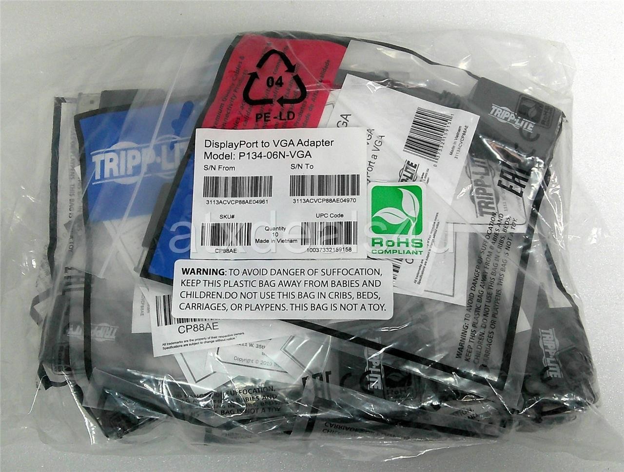 Tripp Lite P134-06N-VGA DisplayPort to VGA Adapter New Lot of 10