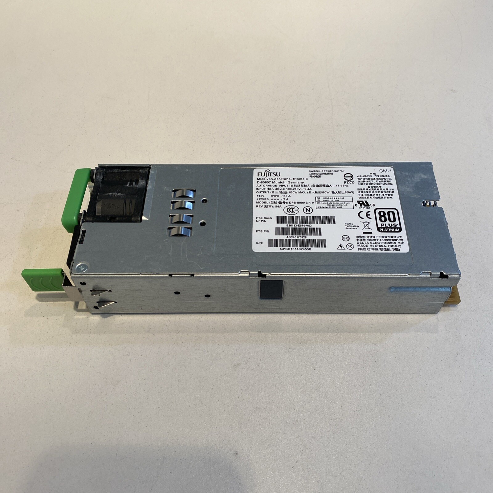 Fujitsu 450-Watts 80-Plus Platinum Hot Plug Power Supply 