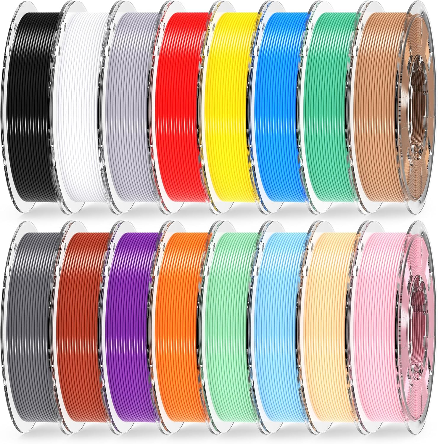16 Colors PLA+ Filament Bundle 1.75Mm, PLA plus Multicolor 3D Printer Filament,