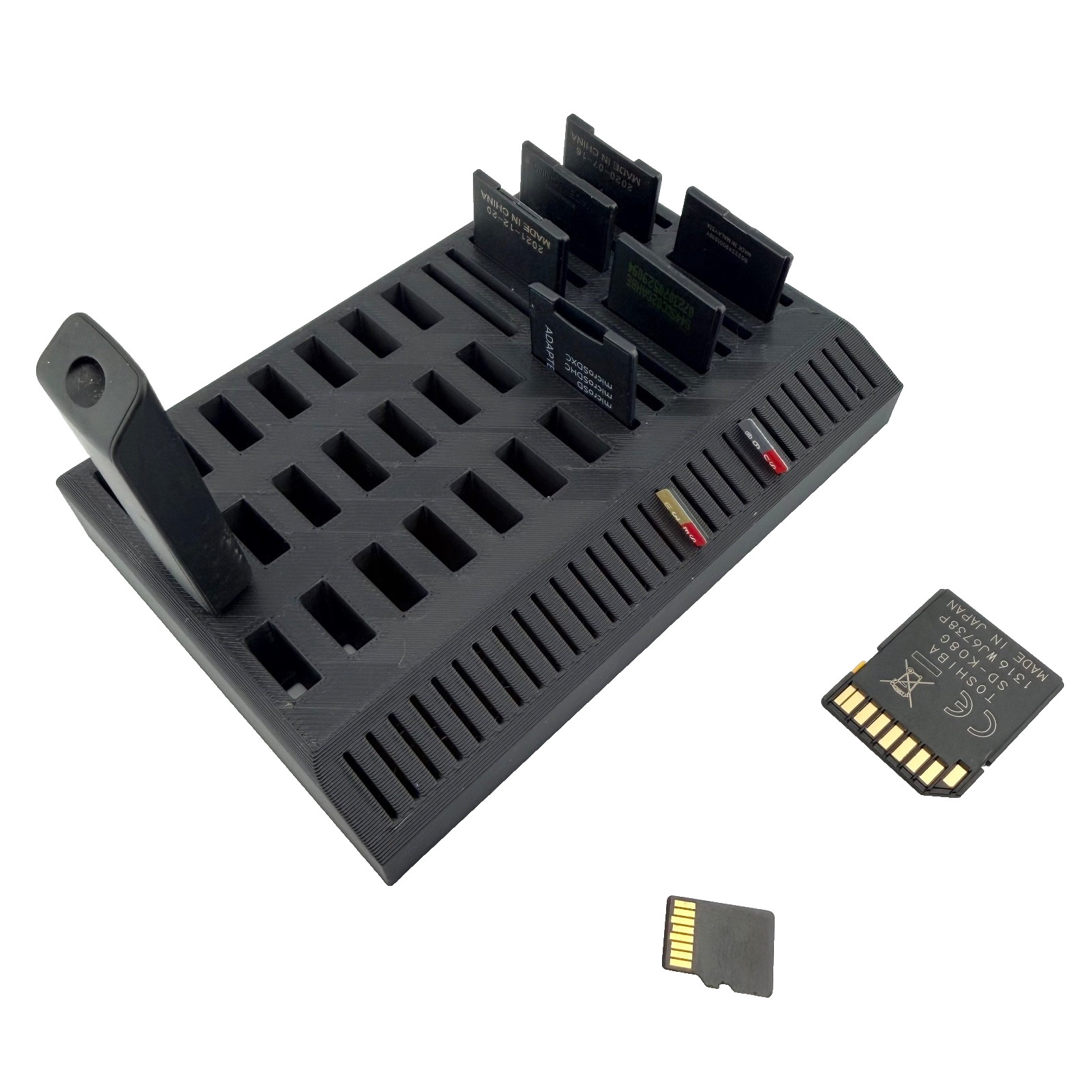 USB Flash Drive & SD Card Organizer – Holds 21 USB, 16 SD, 29 Micro SD – Black