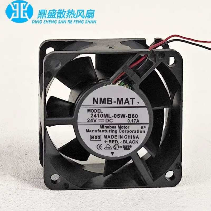 NMB 2410ML-05W-B60 6025 DC 24V 0.17A 6CM 2-Wire Axial Cooling Fan
