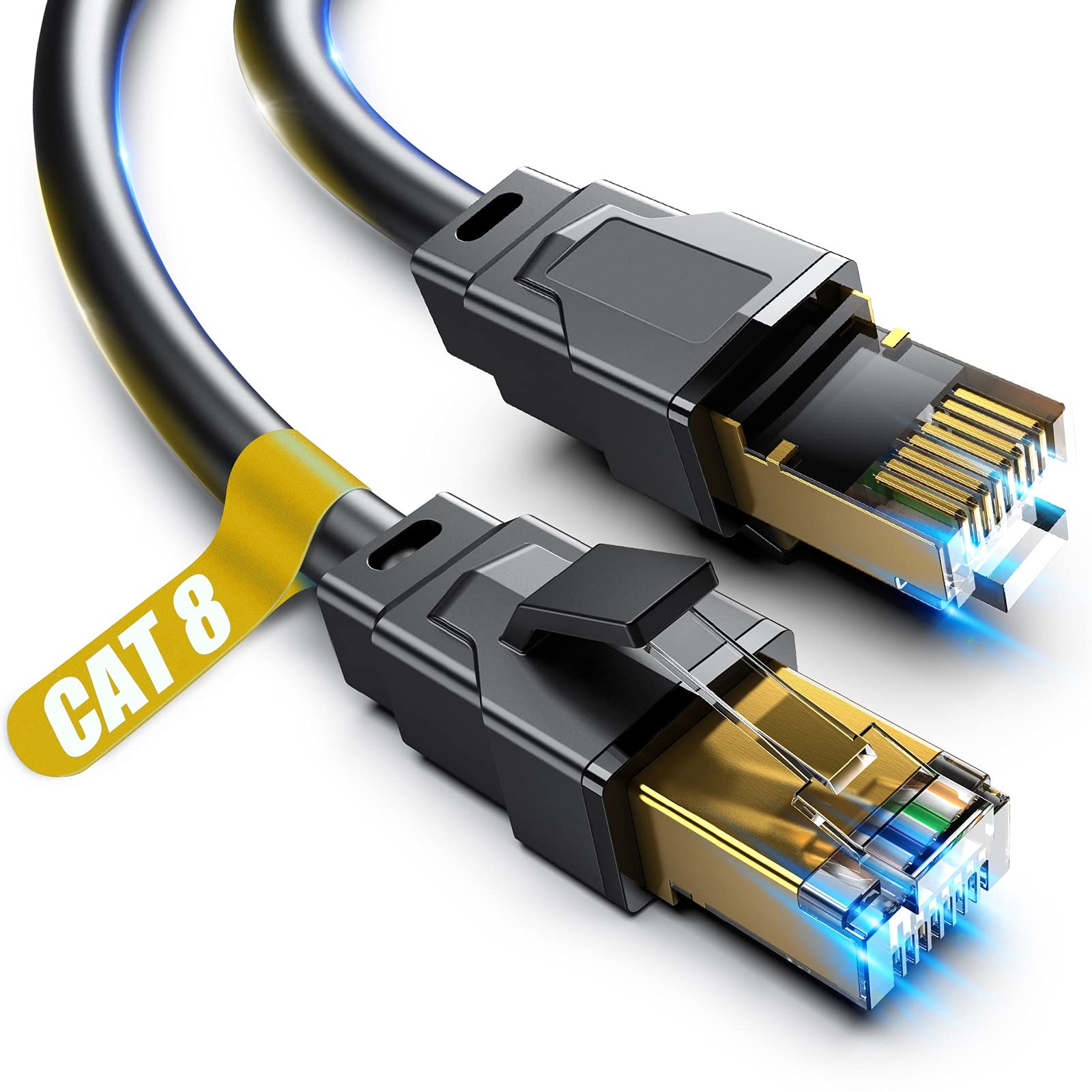 Vabogu Cat 8 Ethernet Cable 6FT, 40Gbps 2000MHz High Speed 6FT-CAT8, Black