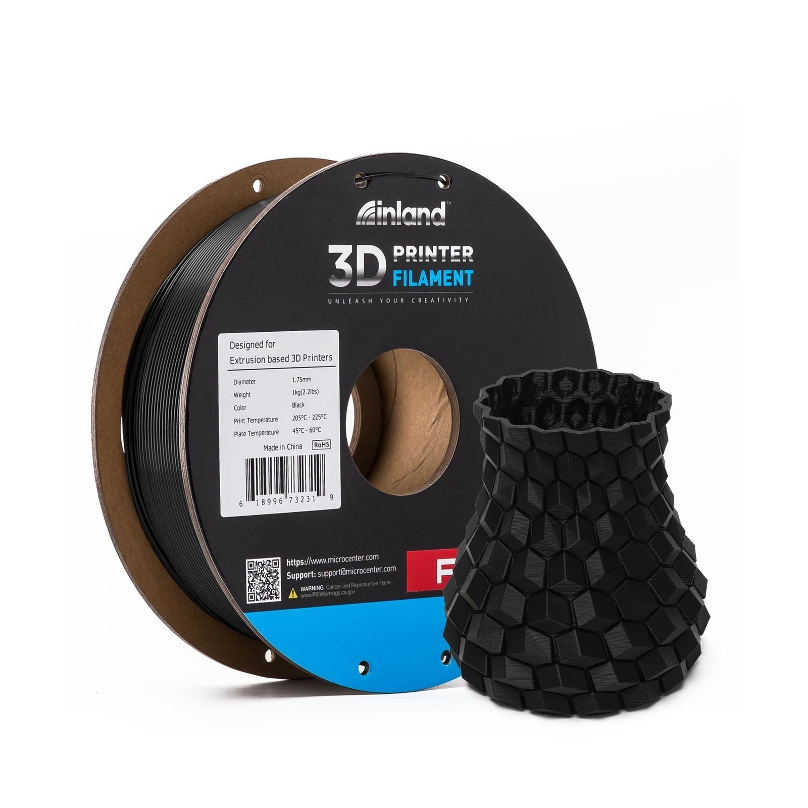 INLAND Micro Center PLA+ 3D Printing Filament 1.75mm - PLA Pro Dimensional Ac...