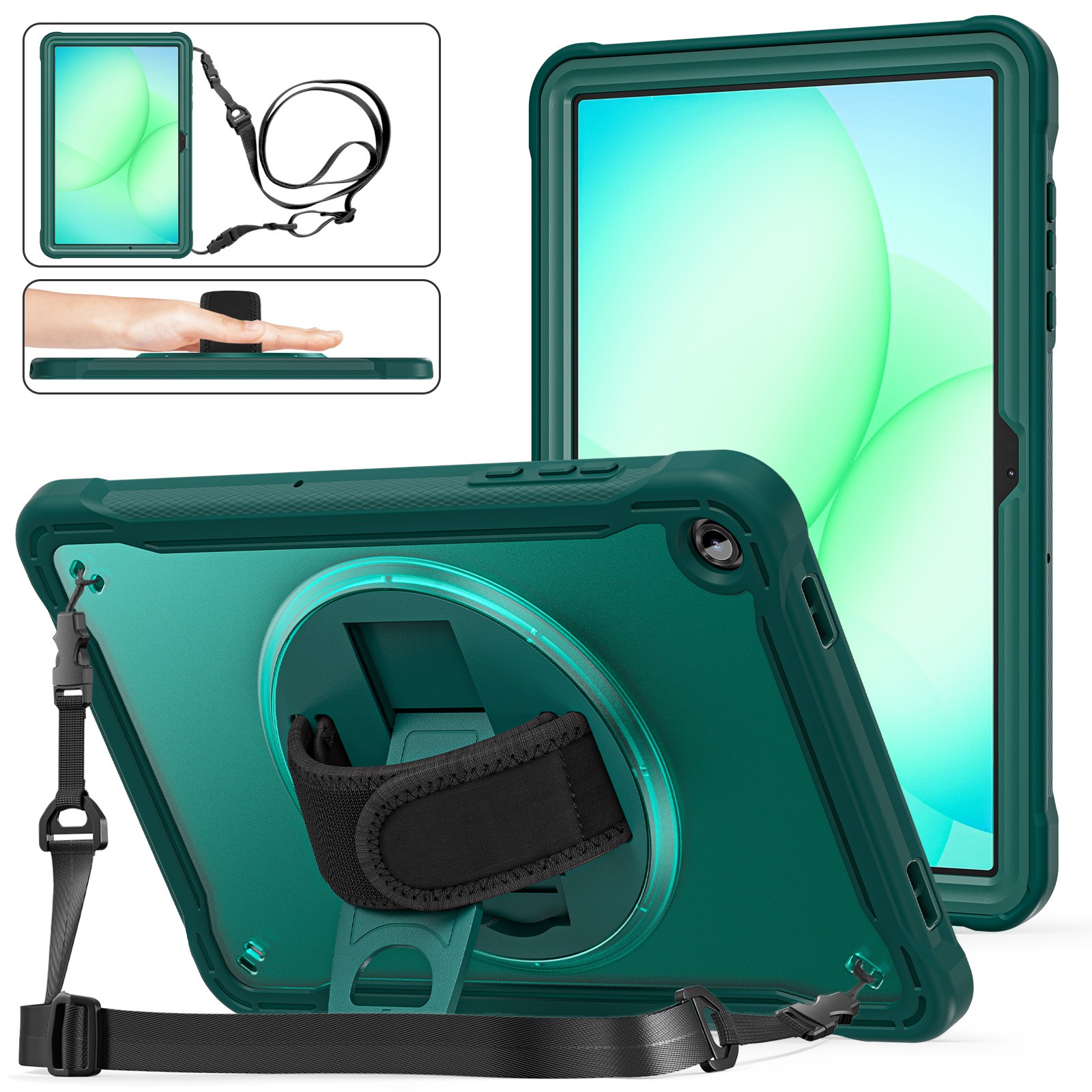 TPU+PC Shockproof Hand Strap Stand Case Cover for Samsung Galaxy Tab A11 Plus