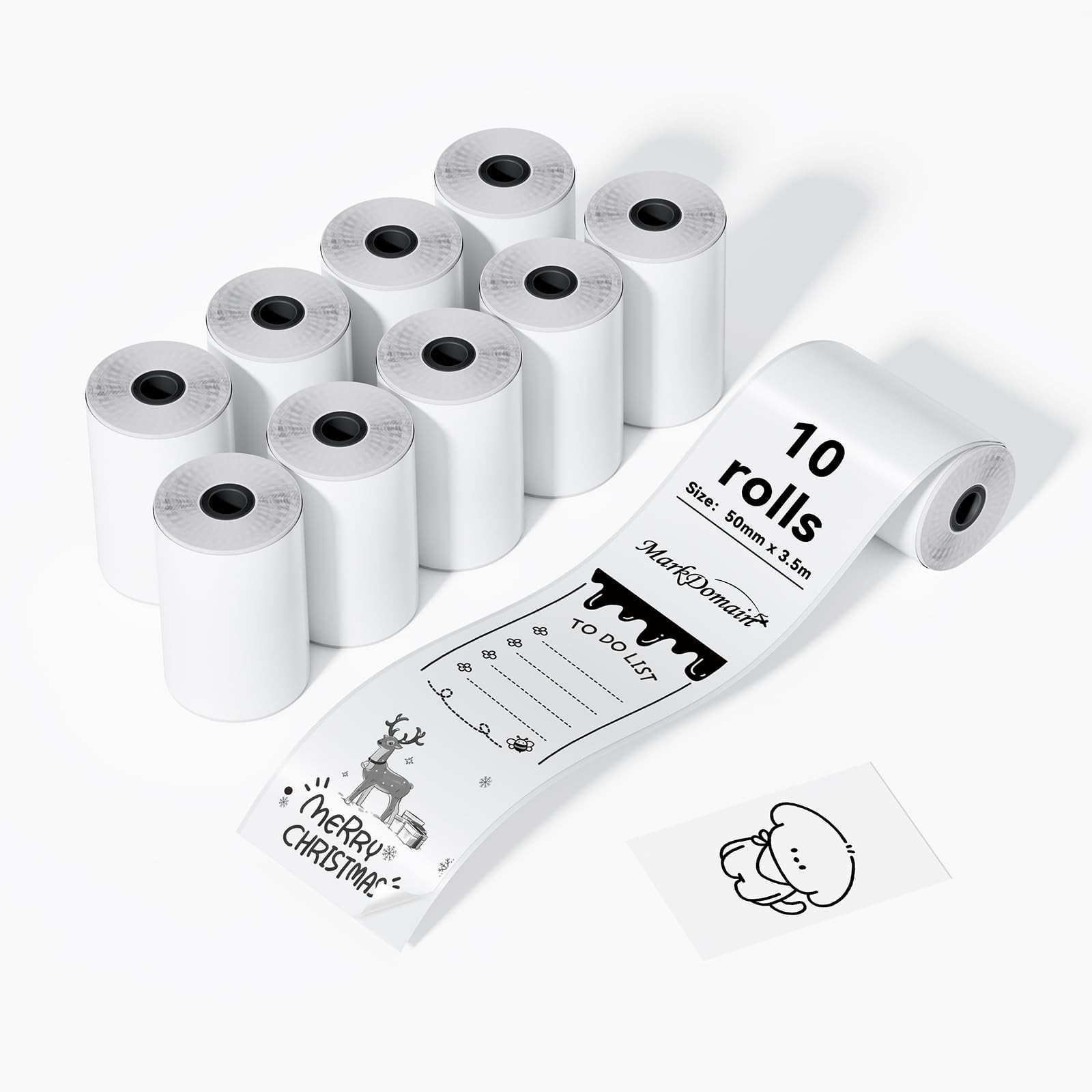 10 Rolls Mini Printer Thermal Paper White, Mini Printer Paper 53 x 28mm Self-...