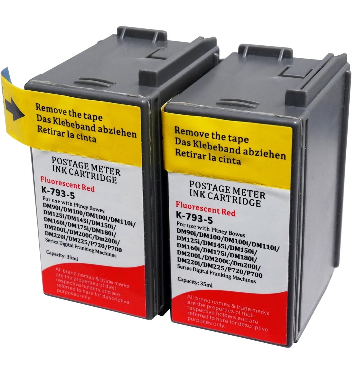 2 Pack SL-793-5 Red Ink Cartridge for Postage Meters 793-5 Red Fluorescent Ink..