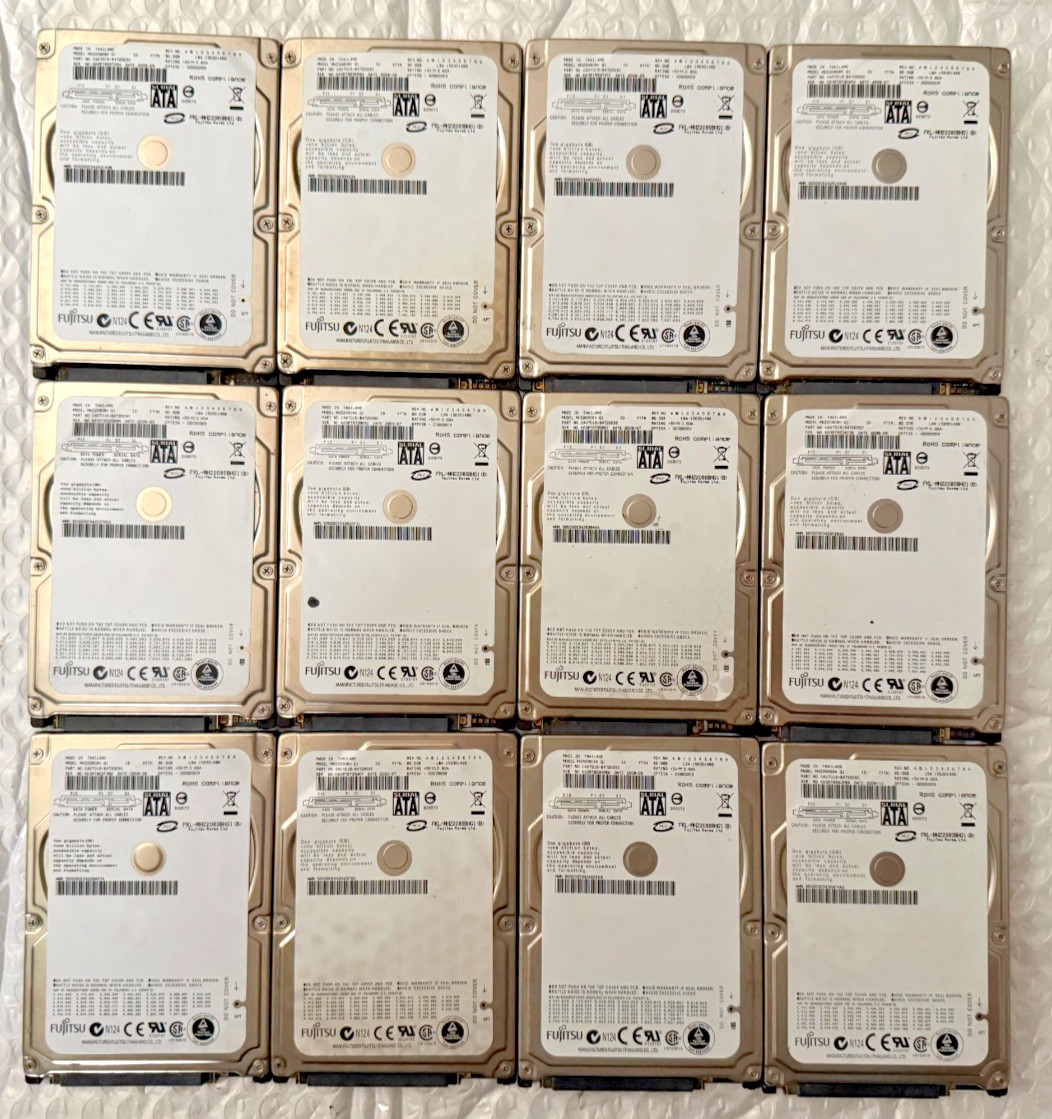 1 Dozen LOT OF 12 Fujitsu 80 GB Internal 5400 RPM 2.5" (MHZ2080BH-G2) Hard Drive