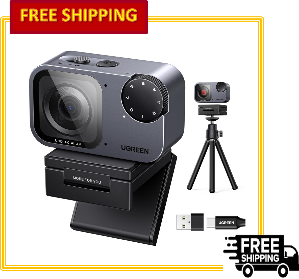 UGREEN FineCam Pro 4K Webcam for PC with 7 Filters Switching, 1/2" Sensor