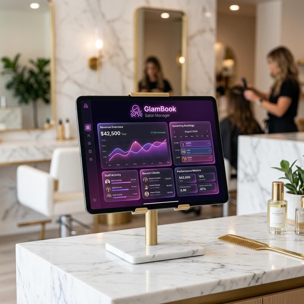 GlamBook Salon Management OS | Booking, Inventory, CRM | Lifetime Web-App (Di...