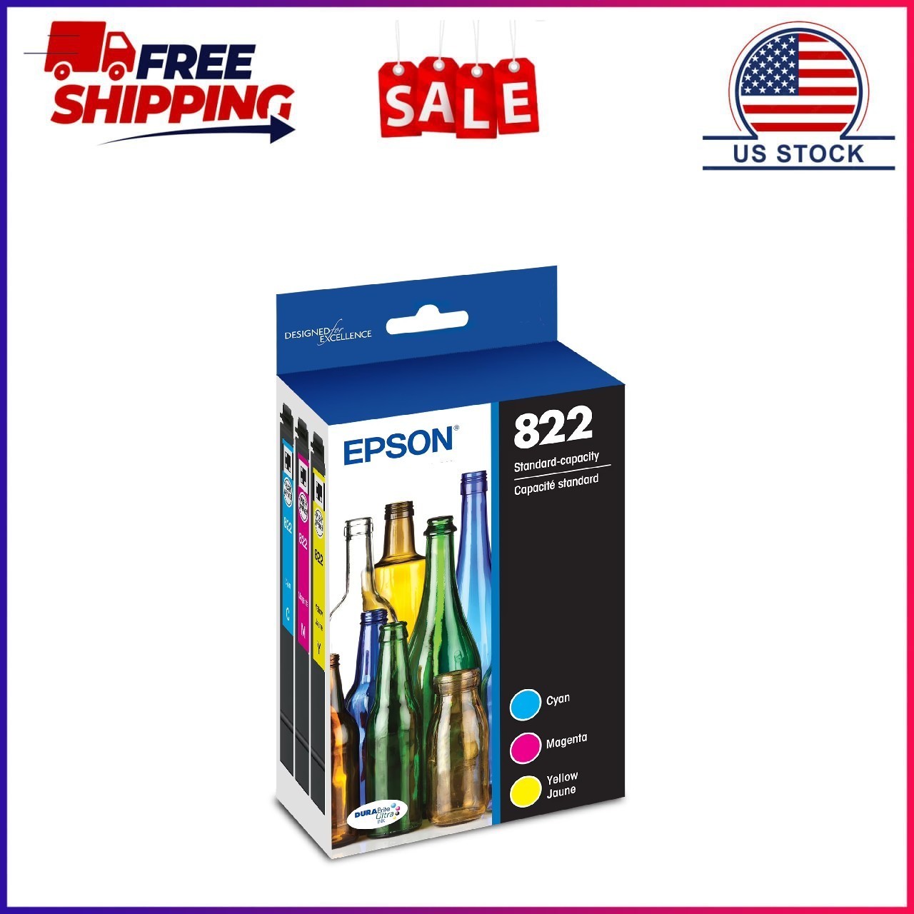 EPSON 822 DURABrite Ultra Ink Standard Capacity Black & Color Cartridge Combo