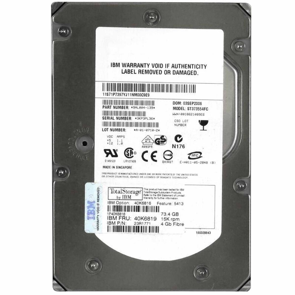 Seagate ST373554FC Hard Disk FC Fibre Channel 73.4GB 15RPM Hard Drive