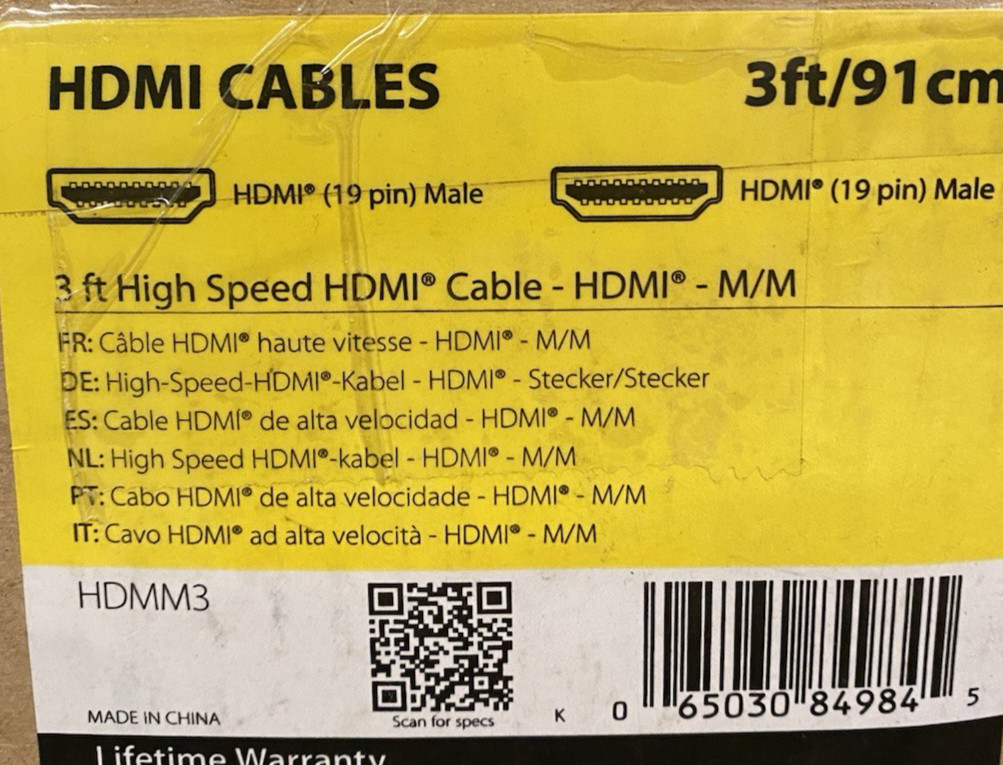 NEW StarTech HDMM3 StarTech.com 3 ft High Speed HDMI Cable - HDMI to HDMI