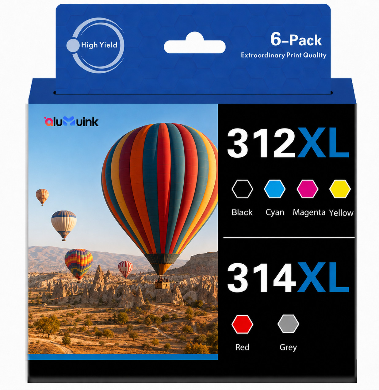 312XL 314XL High Yield Ink Cartridges  Replacement for  XP-8500 8600,6-Pack