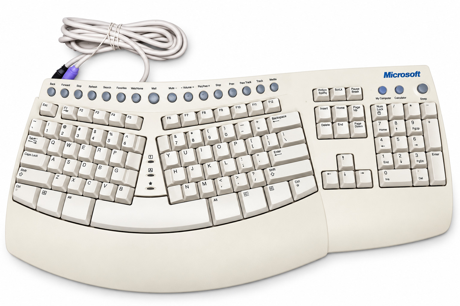 Microsoft Natural Keyboard Pro RT9401 Ergonomic Split USB PS/2 Wired White OEM