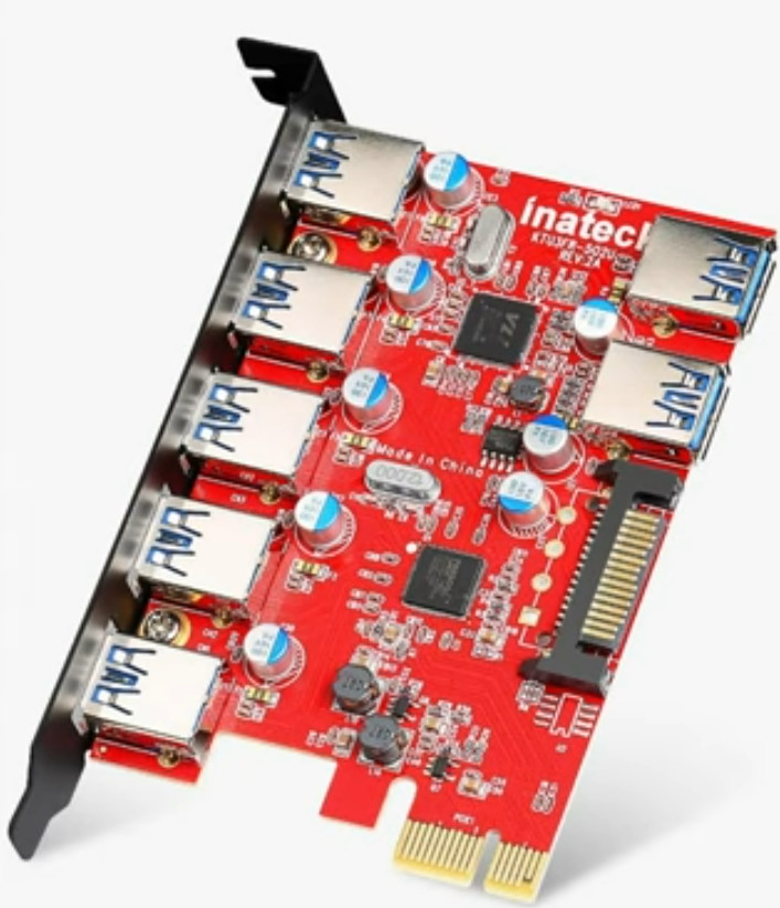 Inateck KTU3FR-5O2U 7-Port USB 3.0 PCIe Expansion Card 5 Rear 2 Internal (b7)