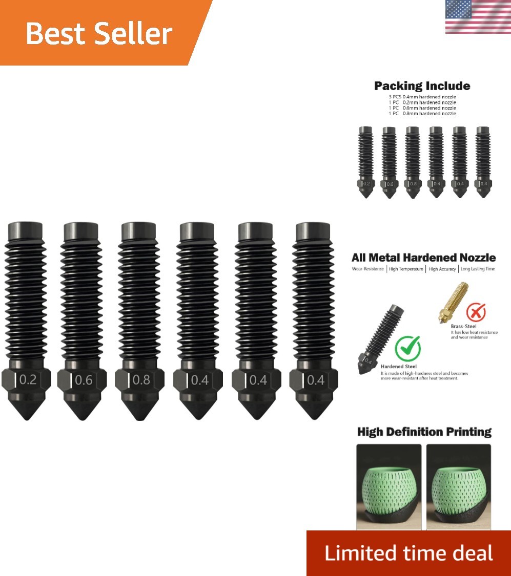 Upgrade Your Printing: 6PCS 0.2MM-0.8MM Hardened Steel Nozzle Kit for Centauri