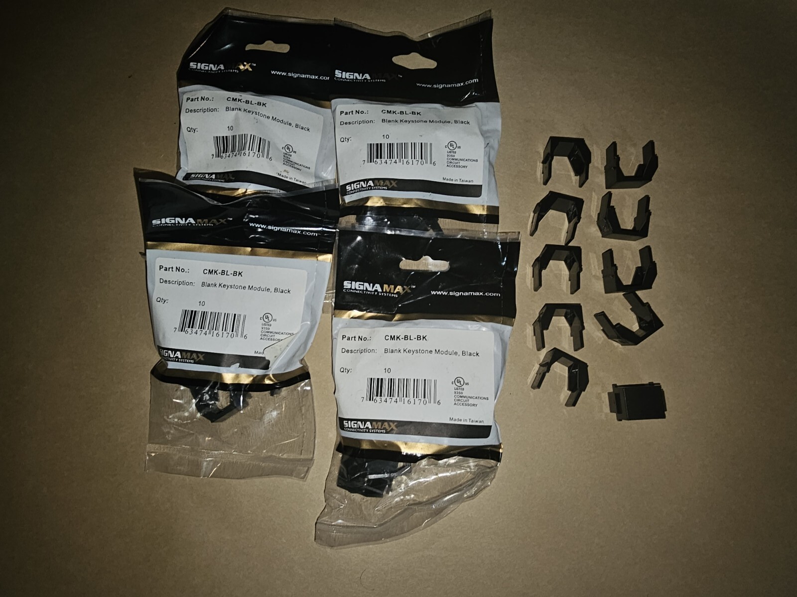 1 Box Signamax CMK-BL-BK, Blank Keystone Module Black 5 Packs Of 10, 50 Total