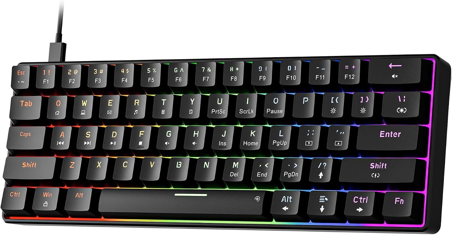 GM611 Mechanical Keyboard,LEDBacklit Wired Gaming Keyboard RedSwitch