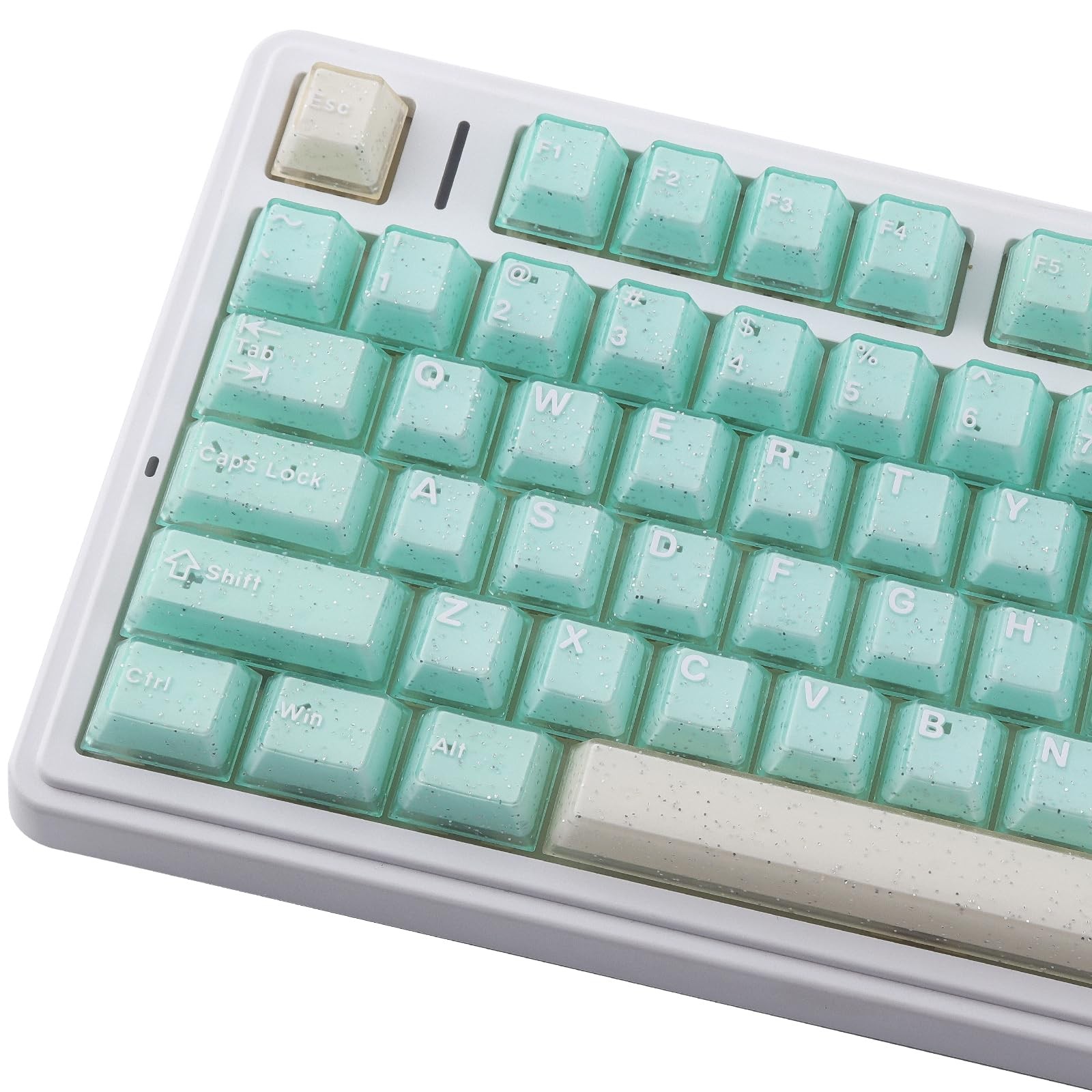 166 Keys Green Crystal Jelly PBT Keycaps Translucent Shine Through Caps