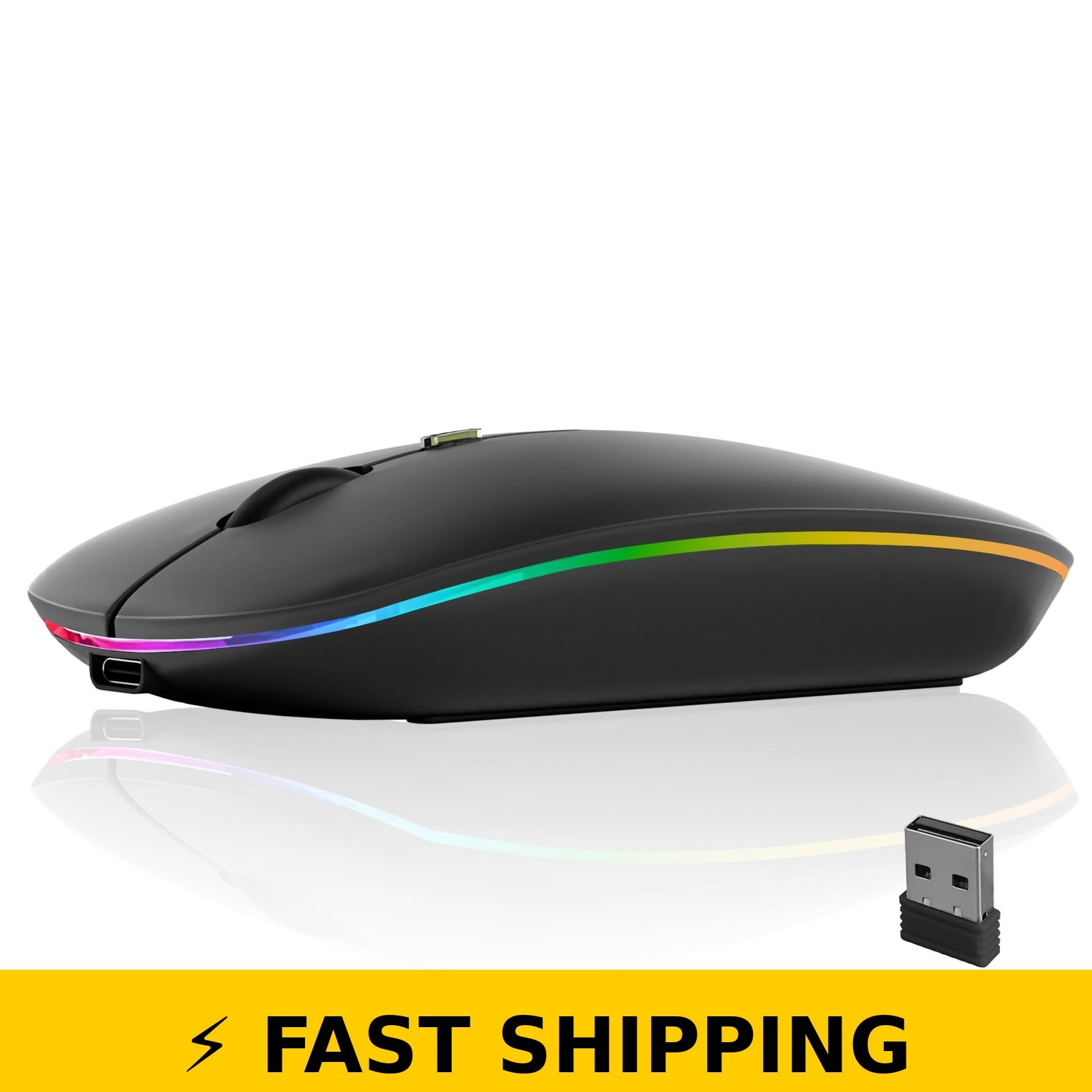 SANPTENT Slim Rechargeable Silent Wireless Mouse - Black