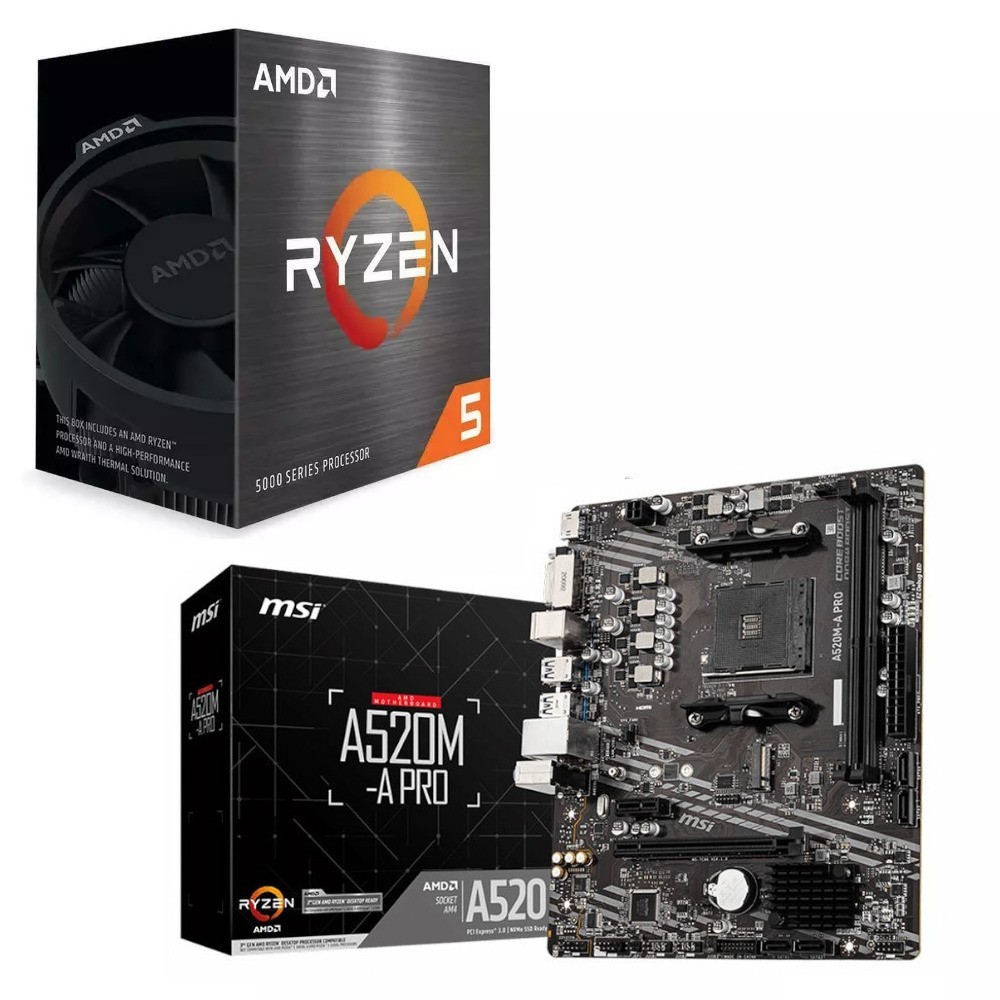 AMD Ryzen 5 5600 (T) + MSI A520M-A PRO AM4 microATX Motherboard BUNDLE