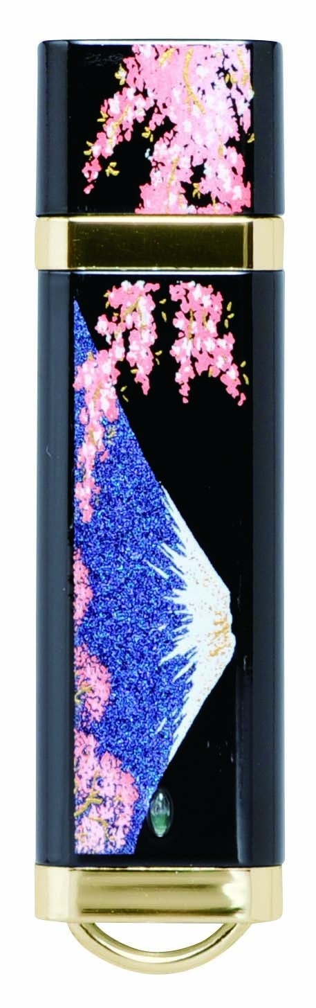 Japanese Maki-e USB Flush drive traditional design "Mt. FUJI & SAKURA" 16GB