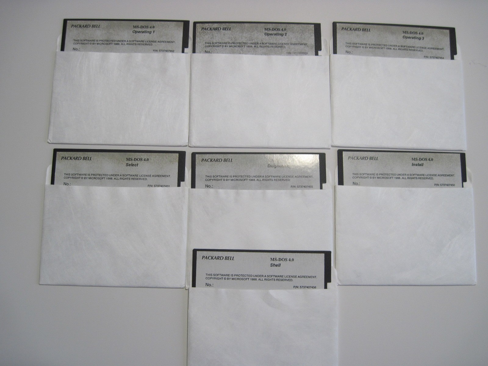 Packard Bell MS-DOS 4.0 5-1/4"Floppy Disks  Computer Program Disks 1988 Untested