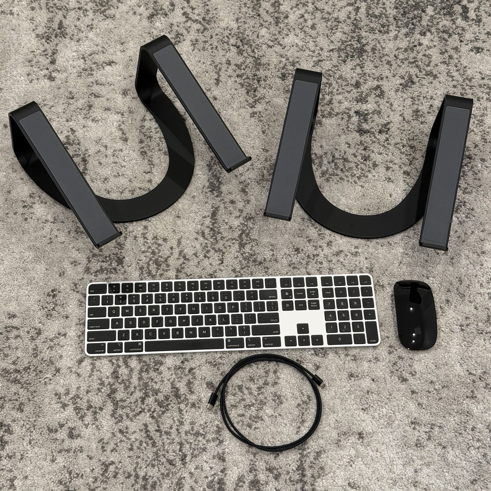 Apple Magic Keyboard (A2520) + Magic Mouse (A1657) + 2 Twelve South Curve Stands