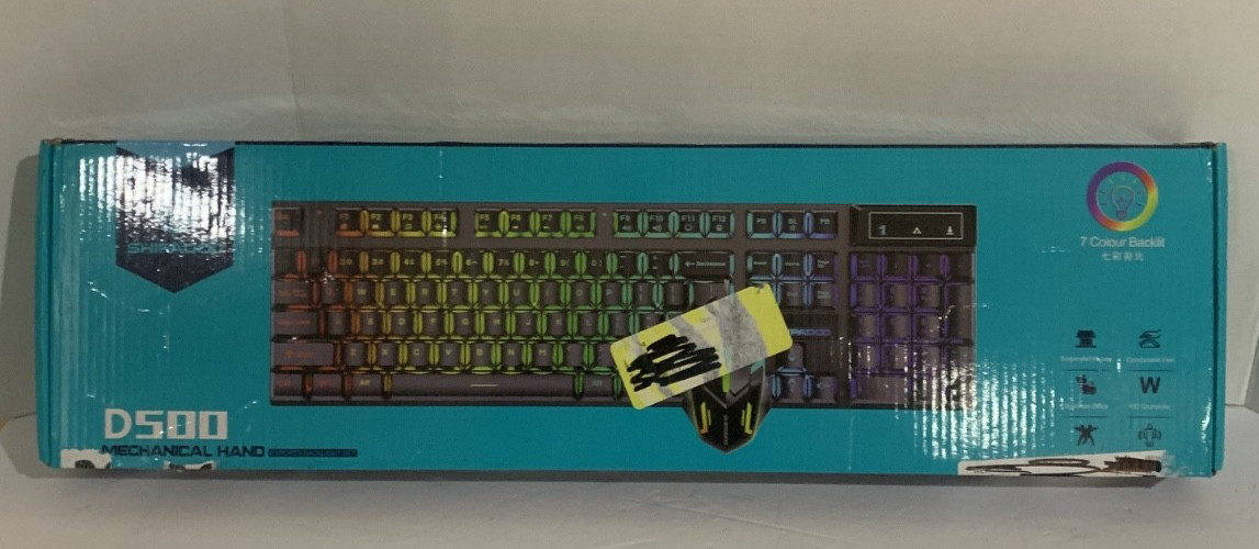Shipadoo D500 Gaming Keyboard & Mouse Combo 7 Colour Backlit USB Esports Set NIB