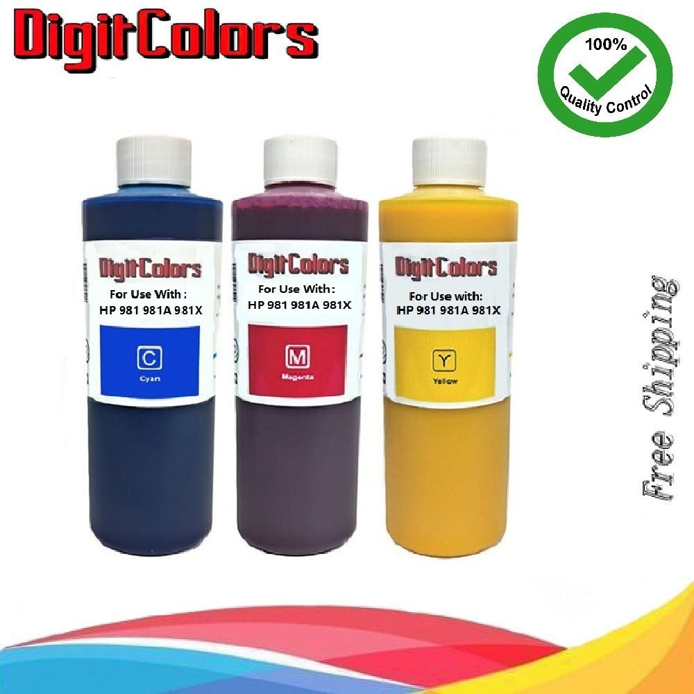 Ink Refill Kit Bottles Pigment Ink for HP 981 981A 981X Premium Ink 3x500ml